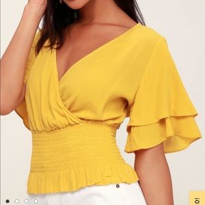 Smocked Surplice Yellow Top